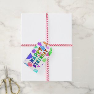 Rainbow Happy Birthday Multicolored Balloons Geschenkanhänger
