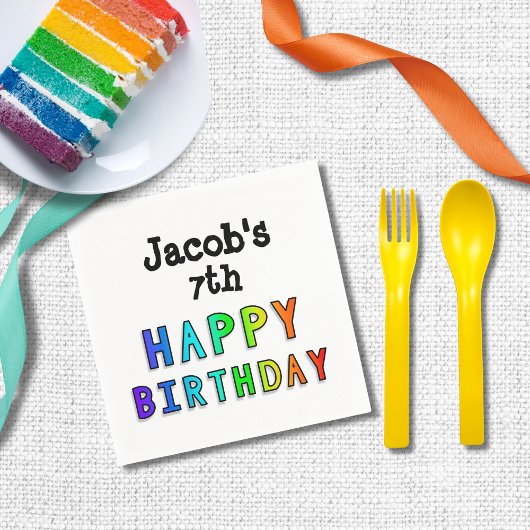 Rainbow Happy Birthday Personalisiert Serviette