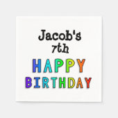 Rainbow Happy Birthday Personalisiert Serviette (Vorderseite)