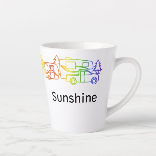 Rainbow Happy Campers Personalisierte Latte Tasse (Rechts)