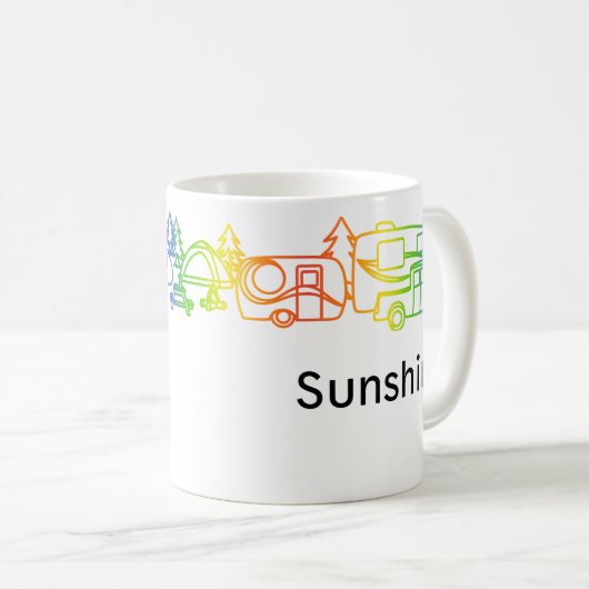 Rainbow Happy Campers Personalisierte Mug Kaffeetasse (VorderseiteRechts)