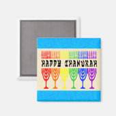 Rainbow Happy Chanukah Magnete Magnet (Vorderseite/Rückseite)