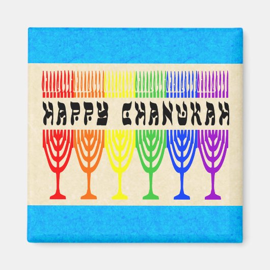Rainbow Happy Chanukah Magnete Magnet (Vorne)
