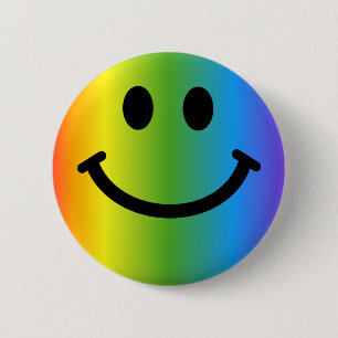 Rainbow Happy Face Button