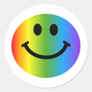 Rainbow Happy Face Runder Aufkleber