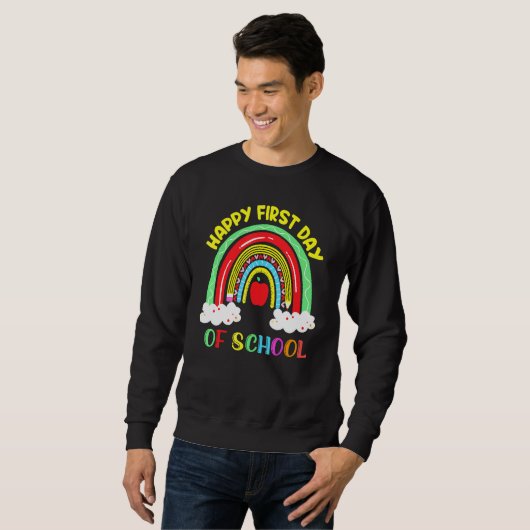 Rainbow Happy First Day School Lehrer Boys Gir Sweatshirt (Vorne ganz)