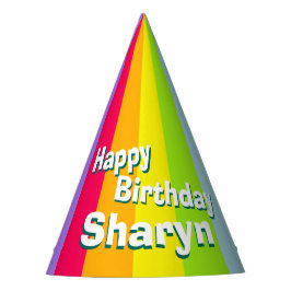 Rainbow-Happy Geburtstag personalisierter Name Hut Partyhütchen