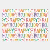 Rainbow HAPPY HOLIDAYS HandGezeichnet Weihnachtsfe Geschenkpapier Set (Vorderseite)