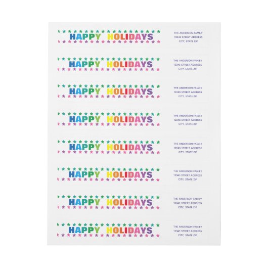 Rainbow Happy Holidays - Long Return Address Label (Bogen)
