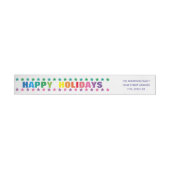 Rainbow Happy Holidays - Long Return Address Label (Person)