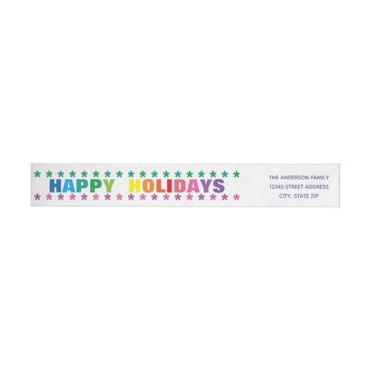 Rainbow Happy Holidays - Long Return Address Label (Person)