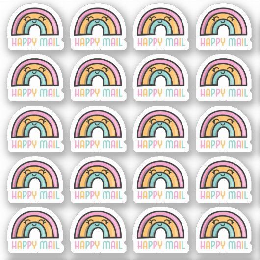 Rainbow Happy Mail Custom-Cut Vinyl Sticker (Vorderseite)
