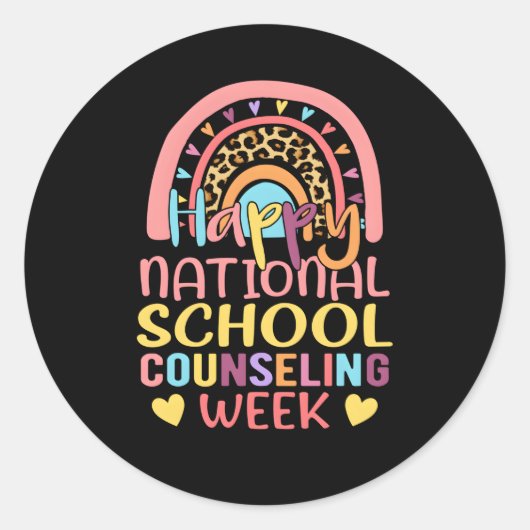 Rainbow Happy National School Counseling Week Coun Runder Aufkleber (Vorderseite)