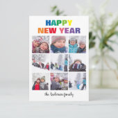 Rainbow Happy New Year Collage -3x5 Weihnachtskart Einladung (Stehend Vorderseite)