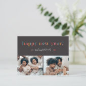 Rainbow Happy New Year Holiday Postkarte (Stehend Vorderseite)