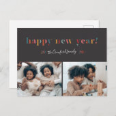 Rainbow Happy New Year Holiday Postkarte (Vorne/Hinten)