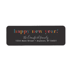 Rainbow Happy New Year Return Address Label