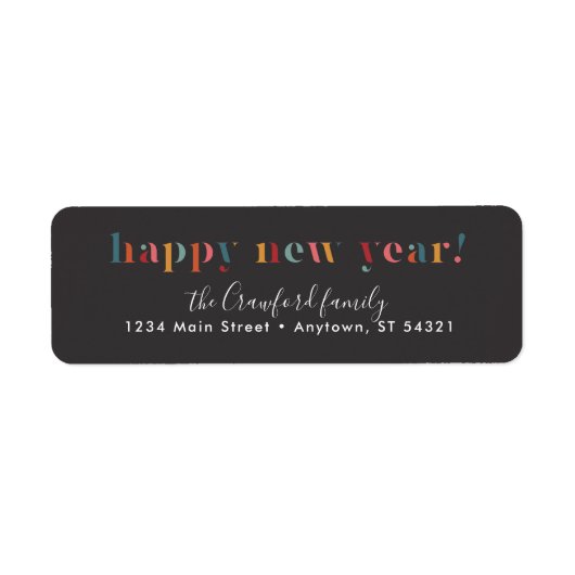 Rainbow Happy New Year Return Address Label (Vorne)