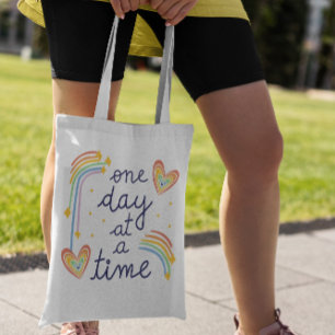 Rainbow Happy Quote Tote Bag Tragetasche