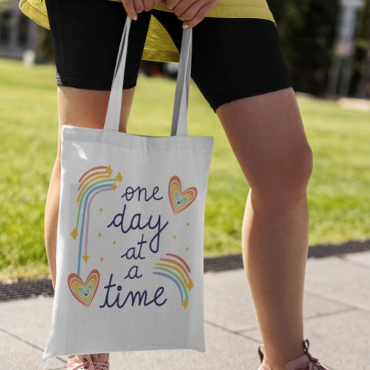 Rainbow Happy Quote Tote Bag Tragetasche