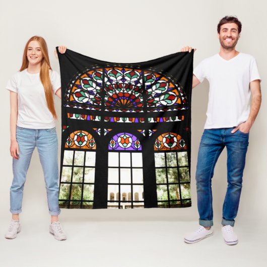 Rainbow-Hartglas-Fenster Fleecedecke (Beispiel)