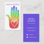 Rainbow Healing Hand Bodywork Massage Herz Visitenkarte (Vorne/Hinten)