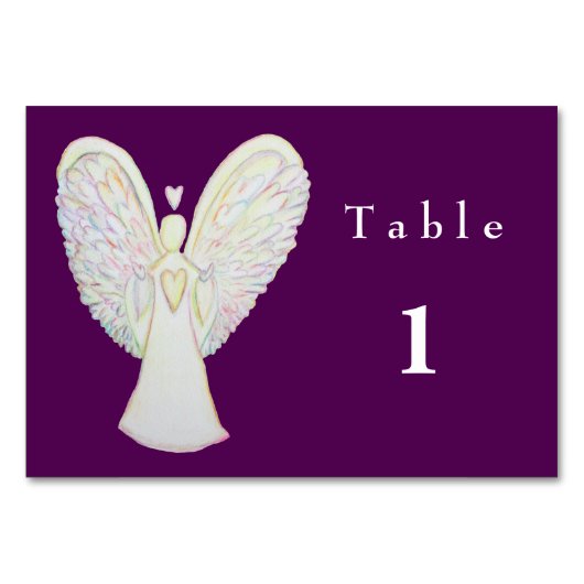 Rainbow Hearguardian Angel Custom Table Cards Tischnummer (Vorderseite)