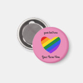 Rainbow Heart #1 Round Magnet (Vorderseite/Rückseite)