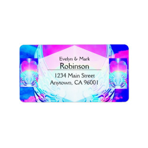 Rainbow Heart and Angel Wings Adressaufkleber