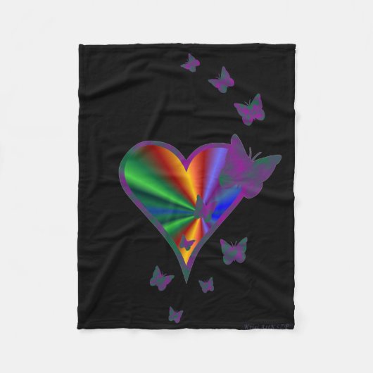 Rainbow Heart and Butterfly Fleecedecke (Vorderseite)