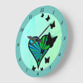 Rainbow Heart and Butterfly Große Wanduhr (Winkel)