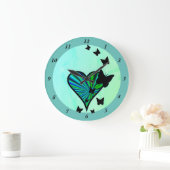 Rainbow Heart and Butterfly Große Wanduhr (Zuhause)