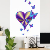 Rainbow heart and Butterfly Poster (Heimbüro)
