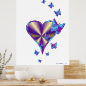 Rainbow heart and Butterfly Poster (Küche)