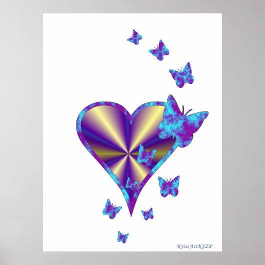 Rainbow heart and Butterfly Poster (Vorne)