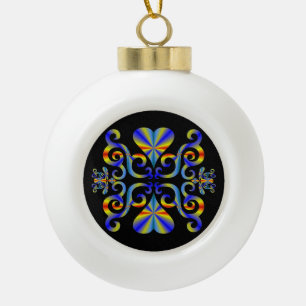 Rainbow Heart and Lily Keramik Kugel-Ornament