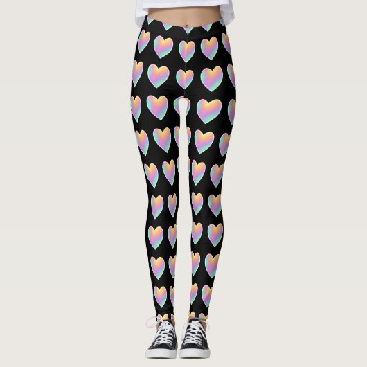 Rainbow Heart Black Leggings (Vorderseite)