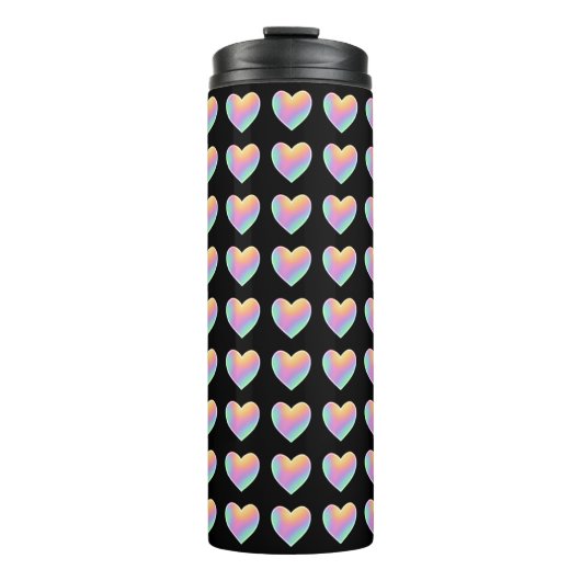 Rainbow Heart Black Thermosbecher (Vorderseite)