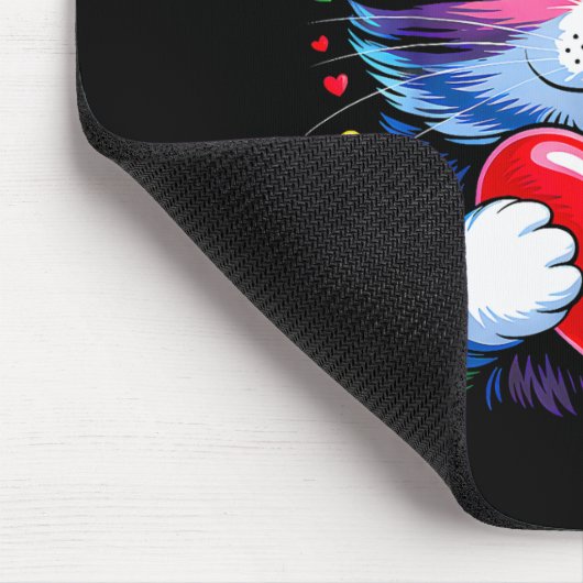 Rainbow Heart Cat, Cute Valentine Day For Kids Boy Mousepad (Ecke)