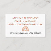 Rainbow Heart Child Care Kindermädchen Babysitter Visitenkarte (Rückseite)