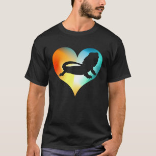 Rainbow Heart Color Barted Dragon Gecko Reptile P T-Shirt