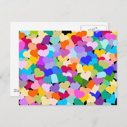 Rainbow Heart Confetti Postkarte (Vorne/Hinten)