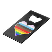 Rainbow Heart Credit Card Flaschenöffner (Vorderseite Schrägansicht)