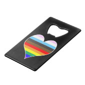 Rainbow Heart Credit Card Flaschenöffner (Rückseite Schrägansicht)
