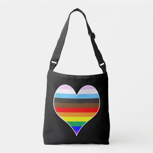 Rainbow Heart Crossbody Bag Tragetaschen Mit Langen Trägern (Vorderseite)
