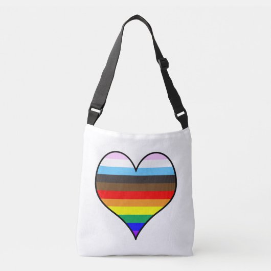 Rainbow Heart Crossbody Bag Tragetaschen Mit Langen Trägern (Vorderseite)