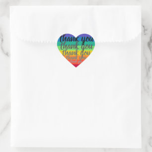 Rainbow heart DANK YOU Aufkleber