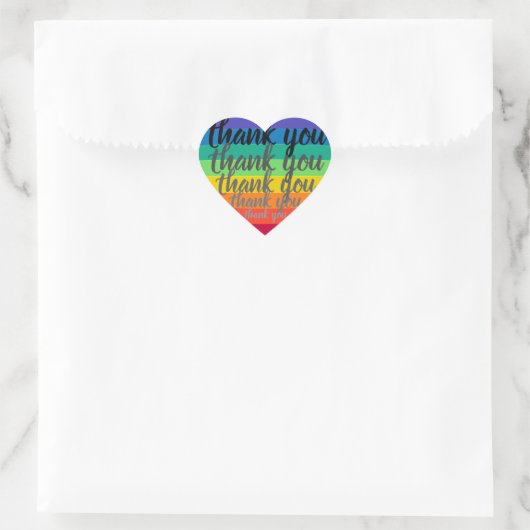 Rainbow heart DANK YOU Aufkleber (Tasche)