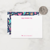 Rainbow Heart Doodle Muster Niedlich Valentinstag Mitteilungskarte (Vorderseite/Rückseite Beispiel)