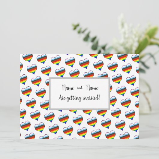 Rainbow Heart Einladung (Stehend Vorderseite)